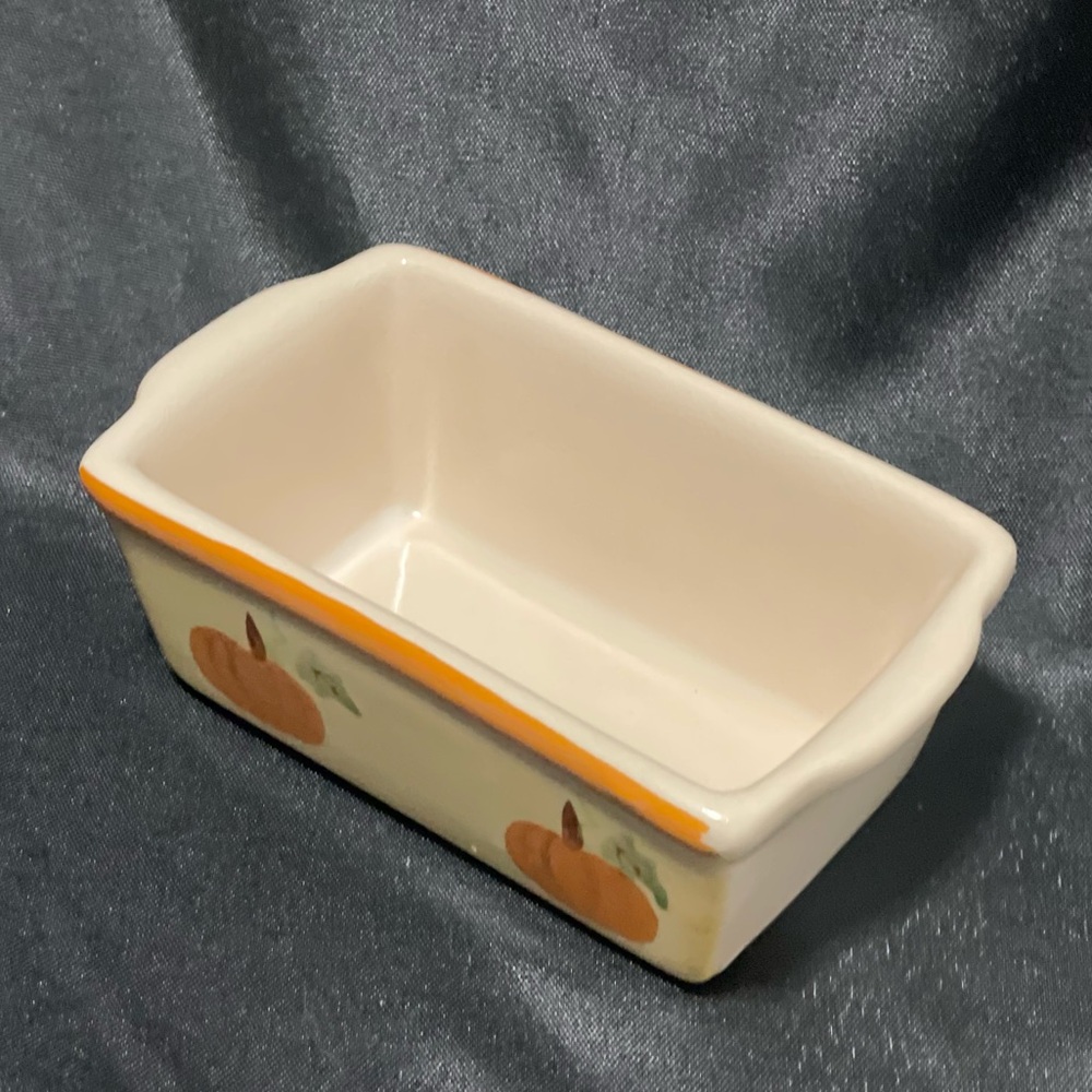 Vintage WCL LOAF PAN MINI Ceramic Fall Pumpkins Approx 6" x 3.25"  2" Depth